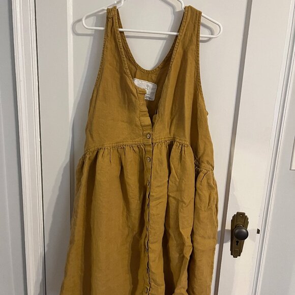NotPerfectLinen VOLUME oversized linen dress M/L - Amber Yellow - Picture 1 of 6